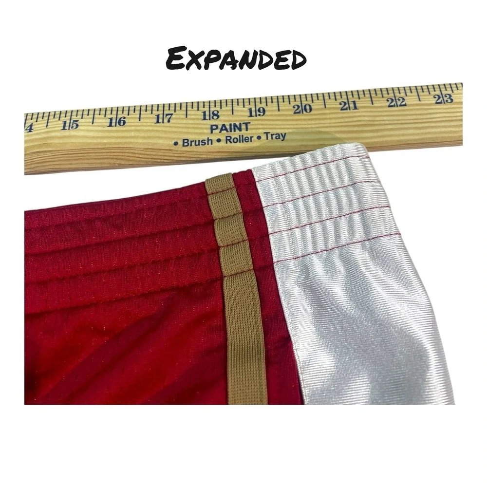VTG Nike Men Activewear Shorts LARGE Red‎ White Gold Basketball Mesh Logo Y2K
